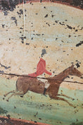 Load image into Gallery viewer, 19th Century Hand Painted Equestrian Trunk Top | Converted for Wall Art