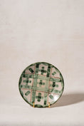 Load image into Gallery viewer, Mid-Century Hand Painted Green Plaid Ceramic Plate | by John Taylor
