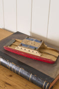 Load image into Gallery viewer, Vintage Hand Painted Toy Tugboat with Red Hull