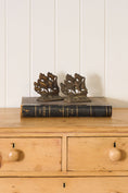 Load image into Gallery viewer, PAIR of Vintage Cast Iron Galleon Ship Bookends