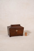 Load image into Gallery viewer, 19th Century Rosewood Sarcophagus Tea Caddy with Mother of Pearl Keyhole on Bun Feet