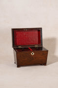Load image into Gallery viewer, 19th Century Rosewood Sarcophagus Tea Caddy with Mother of Pearl Keyhole on Bun Feet