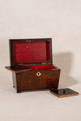 Load image into Gallery viewer, 19th Century Rosewood Sarcophagus Tea Caddy with Mother of Pearl Keyhole on Bun Feet
