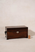 Load image into Gallery viewer, 19th Century Mahogany Tea Caddy with Bone Keyhole + Interior Fittings