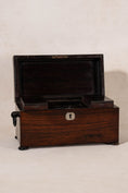 Load image into Gallery viewer, 19th Century Mahogany Tea Caddy with Bone Keyhole + Interior Fittings