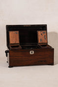 Load image into Gallery viewer, 19th Century Mahogany Tea Caddy with Bone Keyhole + Interior Fittings