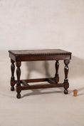 Load image into Gallery viewer, Jacobean Revival Antique English Oak Stool with Beaded Edge