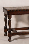 Load image into Gallery viewer, Jacobean Revival Antique English Oak Stool with Beaded Edge
