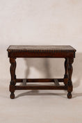 Load image into Gallery viewer, Jacobean Revival Antique English Oak Stool with Beaded Edge