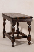 Load image into Gallery viewer, Jacobean Revival Antique English Oak Stool with Beaded Edge