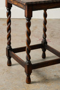 Load image into Gallery viewer, Petite English Oak Square Barley Twist Table with Scalloped Edge (c. 1930)