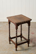Load image into Gallery viewer, English Oak Square Barley Twist Side Table with Scalloped Edge (c. 1930)