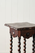 Load image into Gallery viewer, Antique English Oak 2-Tier Barley Twist Plant Stand with Scalloped Top