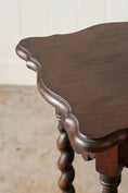 Load image into Gallery viewer, Antique English Oak 2-Tier Barley Twist Plant Stand with Scalloped Top