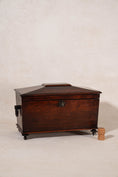 Load image into Gallery viewer, Antique Regency Sarcophagus Tea Caddy on Petite Tulip Feet with Interior Fittings