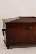 Load image into Gallery viewer, Antique Regency Sarcophagus Tea Caddy on Petite Tulip Feet with Interior Fittings