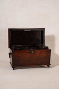 Load image into Gallery viewer, Antique Regency Sarcophagus Tea Caddy on Petite Tulip Feet with Interior Fittings