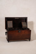 Load image into Gallery viewer, Antique Regency Sarcophagus Tea Caddy on Petite Tulip Feet with Interior Fittings