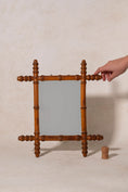 Load image into Gallery viewer, Petite French Faux Bamboo Mirror with Spindle Tips