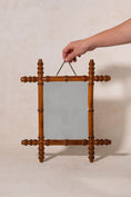 Load image into Gallery viewer, Petite French Faux Bamboo Mirror with Spindle Tips