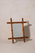 Load image into Gallery viewer, Petite French Faux Bamboo Mirror with Spindle Tips