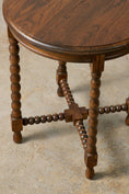 Load image into Gallery viewer, Antique French Oak Round Occasional Table with Bobbin Stretcher + Legs