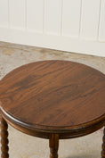 Load image into Gallery viewer, Antique French Oak Round Occasional Table with Bobbin Stretcher + Legs