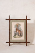 Load image into Gallery viewer, Hand Colored 19th Century Giraffe Lithograph in English Arts + Crafts Oak Frame