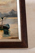 Load image into Gallery viewer, Boat Oil on Board in Antique Oak Frame (c. 1900)