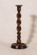 Load image into Gallery viewer, PAIR of Antique 12”H Barley Twist Candlesticks with Brass Inserts