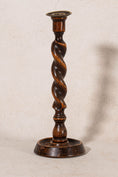 Load image into Gallery viewer, PAIR of Antique 12”H Barley Twist Candlesticks with Brass Inserts