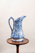 Load image into Gallery viewer, 19th Century Antique Victorian Ironstone Blue + White Spongeware Pitcher