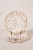 Load image into Gallery viewer, SET of 7 | Vintage Floral Salad Plates with Gold Greek Key Border