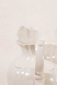 Load image into Gallery viewer, Vintage Large Cream Ceramic Pitcher with Scalloped Edge