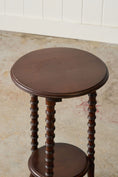 Load image into Gallery viewer, Antique Mahogany Round Side Table with Faux Bamboo Legs