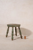Load image into Gallery viewer, Antique Green Painted Milk Stool