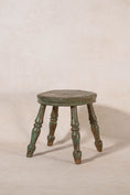 Load image into Gallery viewer, Antique Green Painted Milk Stool