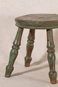 Load image into Gallery viewer, Antique Green Painted Milk Stool