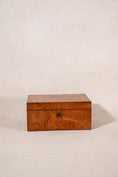 Load image into Gallery viewer, Antique English Burl Walnut Box with Red Painted Interior