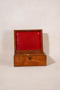 Load image into Gallery viewer, Antique English Burl Walnut Box with Red Painted Interior