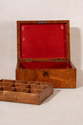 Load image into Gallery viewer, Antique English Burl Walnut Box with Red Painted Interior
