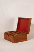 Load image into Gallery viewer, Antique English Burl Walnut Box with Red Painted Interior