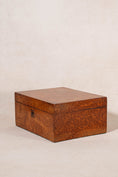 Load image into Gallery viewer, Antique English Burl Walnut Box with Red Painted Interior