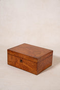 Load image into Gallery viewer, Antique English Burl Walnut Box with Red Painted Interior