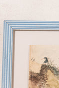Load image into Gallery viewer, Antique Original Watercolor Seascape with Boat in Vintage Blue Frame