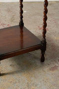 Load image into Gallery viewer, Two Tier Oak Barley Twist Side Table with Beveled Edge (c. 1930)