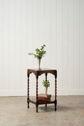 Load image into Gallery viewer, Two Tier Oak Barley Twist Side Table with Beveled Edge (c. 1930)