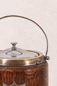 Load image into Gallery viewer, 19th Century English Oak Biscuit Barrel with Silver Plate Shield