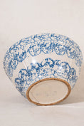 Load image into Gallery viewer, Large Antique Blue Spongeware Bowl with Side Scalloped Relief