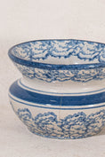 Load image into Gallery viewer, Antique Blue Spongeware Wide Mouth Vase
